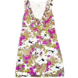 LOFT Silk Blend Ruffled Floral Dress Size (6) Petite